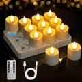 Rechargeable Tea Lights Candles, 12 Pack Flameless Candles with Remote