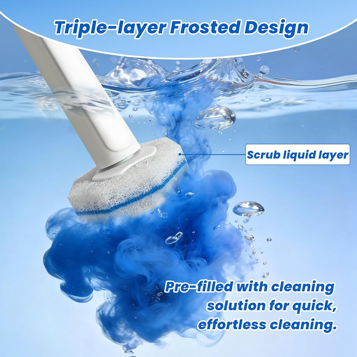 Disposable Toilet Brush Cleaning Supplies, Toilet Bowl Cleaner and Holder Set with 50 Toilet Cleaning Wand Refill Pads, Bathroom Maintenance Wall Mounted Toilet Cleaner Kit (White+Blue)