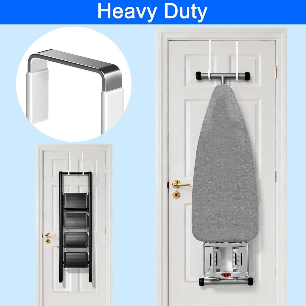 Single Long Over Door Steel Hooks 4 Pack Fit 1-3/8" Door 10" White