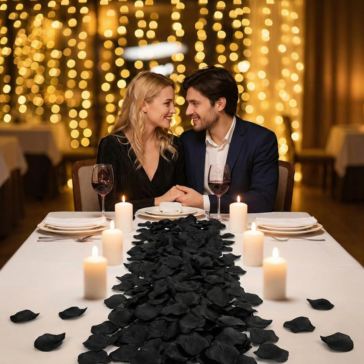 Anwyll 3000Pcs Black Rose Petals - Artificial Faux Flowers Fake Rose Petals for Wedding Proposal Engagement Romantic Night Anniversary Valentine's Galentine's Day Decoration Home Room Party Decor
