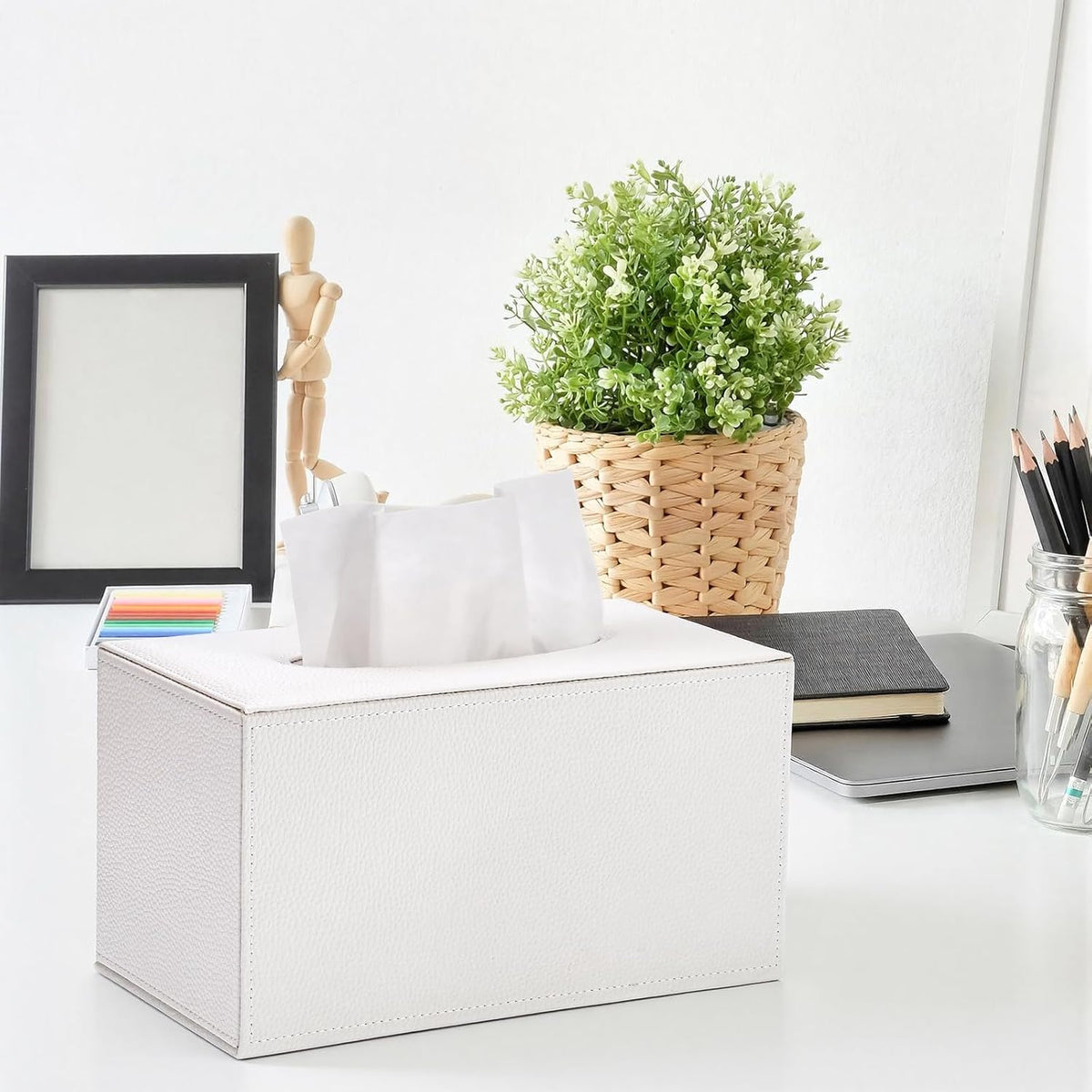 Sumnacon Large Tissue Box Cover Rectangle,Magnetic Bottom Tissue Box Holder