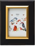 4x6 Black Wood Picture Frame with Real Glass, Gold Inner Border, Vertical and Horizontal for Tabletop or Wall Hanging