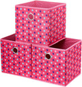 Pink 10x10x10 In Foldable Fabric Cubicle Cubes Storage Bins Decorative Collapsible Children Storage Cube Baskets Cloth Storage Cube Boxes Cube Inserts Drawer for Kids Cube Organizer Shelves QY-SC15-3