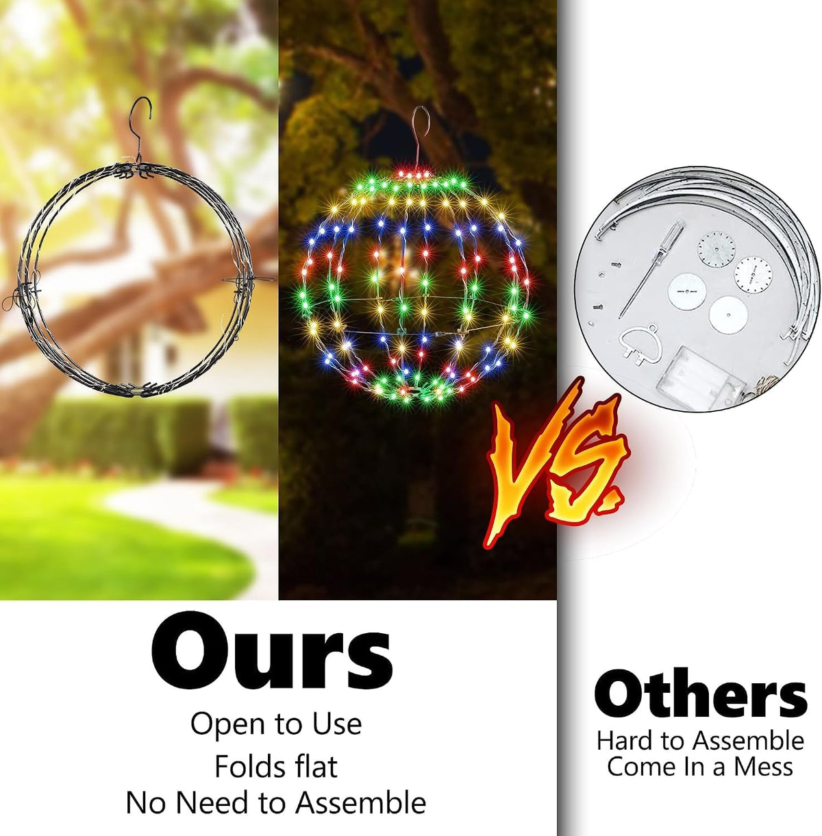 Joomer Solar Christmas Ball Lights, 13in & 11in Foldable Sphere Lights