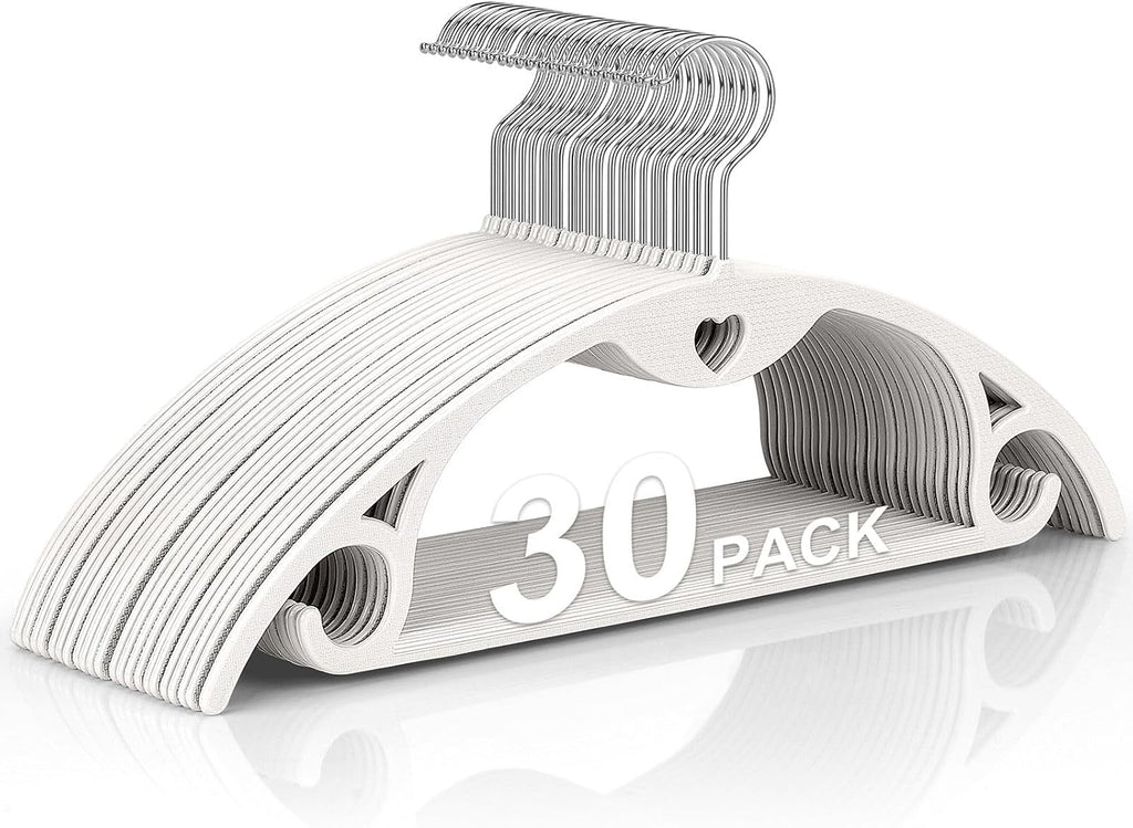 Plastic Hangers White Clothes Hanger 30 Pack