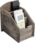 3 Slot Rustic Wooden Remote Control Frame Media Organizer,Office Supply Storage,Magazine Pen Holders (Rock grey)
