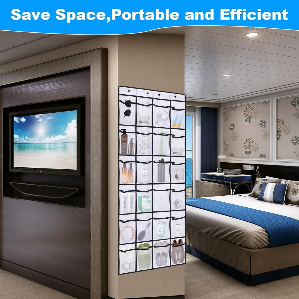 CTTZCKJ Over The Door Organizer For Cruise Ships|2026 Magnetic Door Organizers with 24-Pocket for Cruise Ship|55"x21"|Cruise Over the Door Organizer,Magnetic Shoe Rack for Cruise,Behind-Door Storage