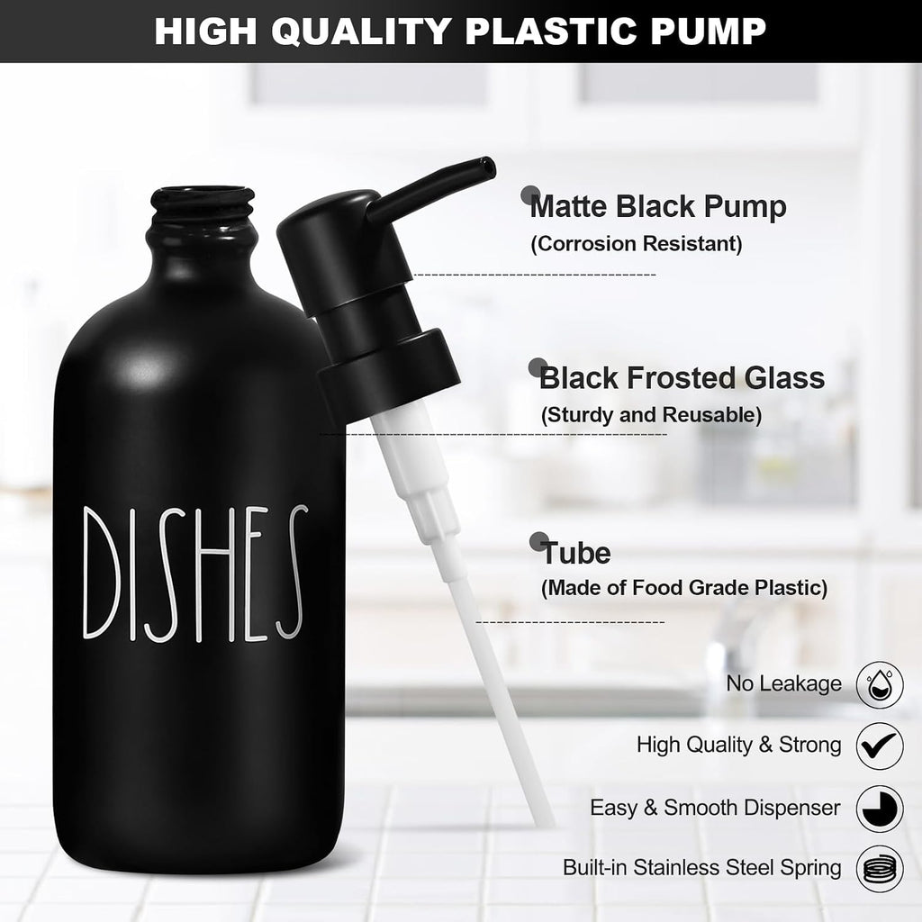Dish Soap Dispenser for Kitchen with Sponge Holder,16.9 fl oz Kitchen Soap Dispenser Set with Tray,3 in 1 Dish Sponge Holder for Kitchen Sink Organizer Accessories,Black