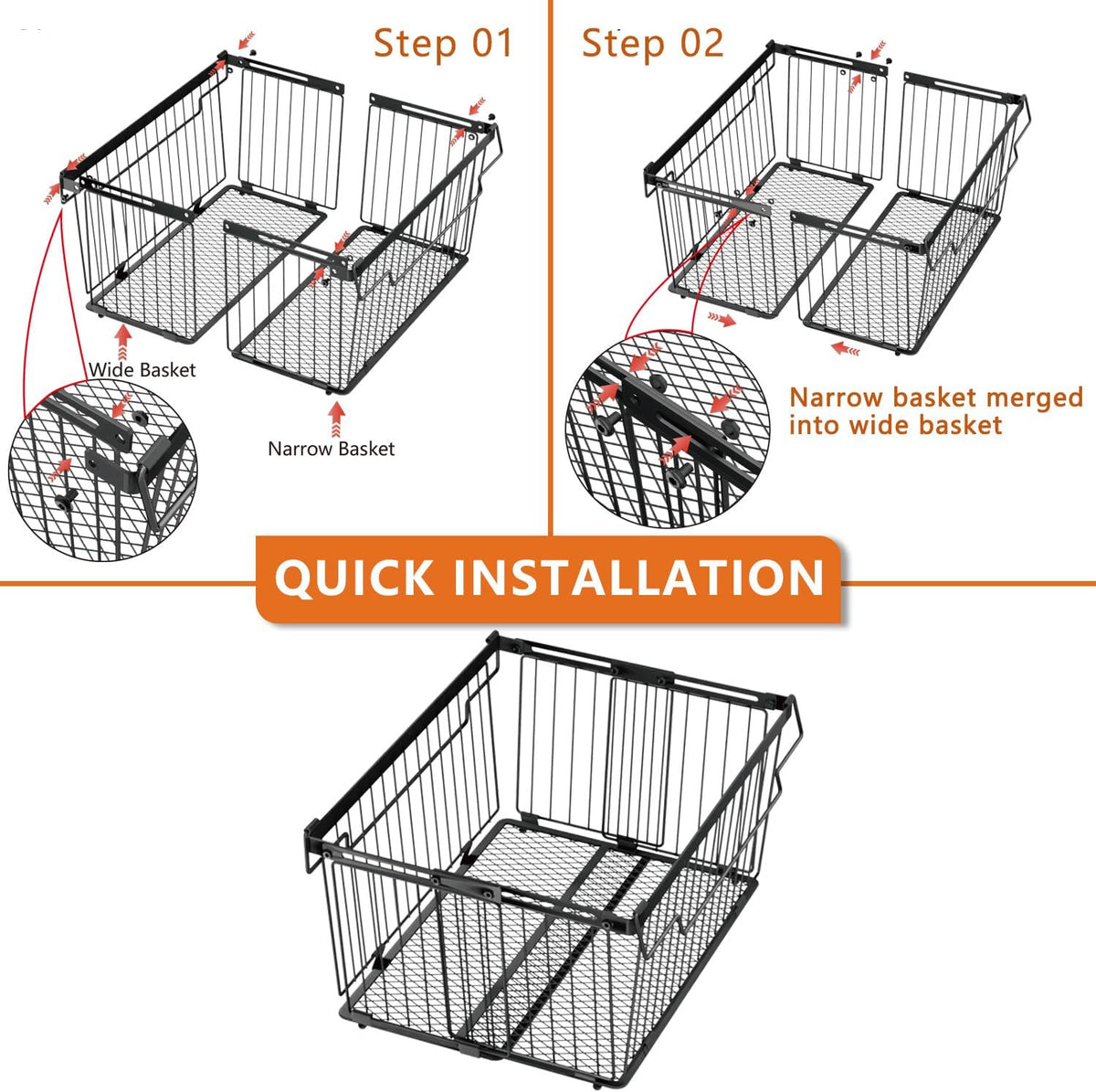 Large Freezer Organizer Bins for 5 to 9 Cu.Ft,Leak-Proof Bottom，4Pack