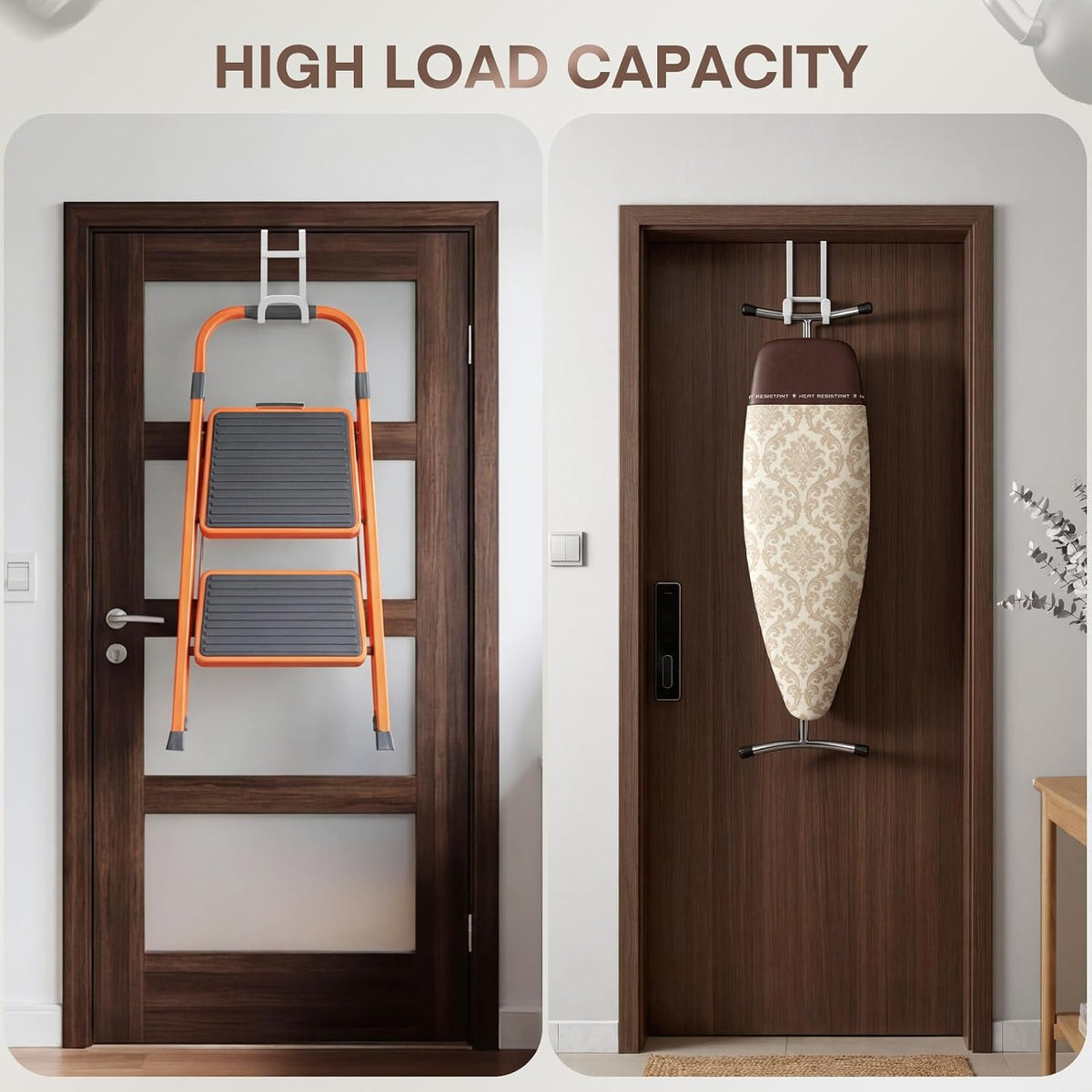 FYY 2 Packs Over The Door Hooks, Heavy Duty Door Hanger Hook, No Drill Wall Hooks for Hanging Coat, Towel, Bag in Bathroom, Closet Fits Most Doors Up to 1-7/8" Thickness （White）