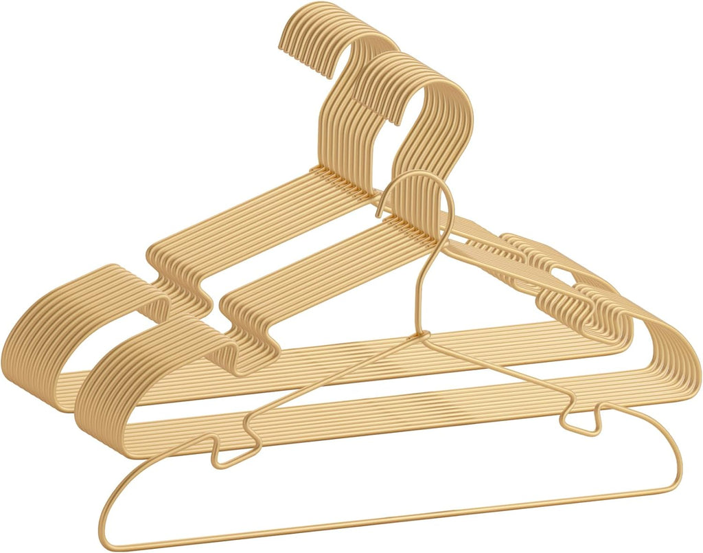 20 Pack Gold Aluminum Hangers, 16.5 Inch Non-Slip Metal Clothes Hangers, Lightweight Sturdy and Bulk Space-Saving Hangers for Pants, Skirt, Shirt, Dress, Tie