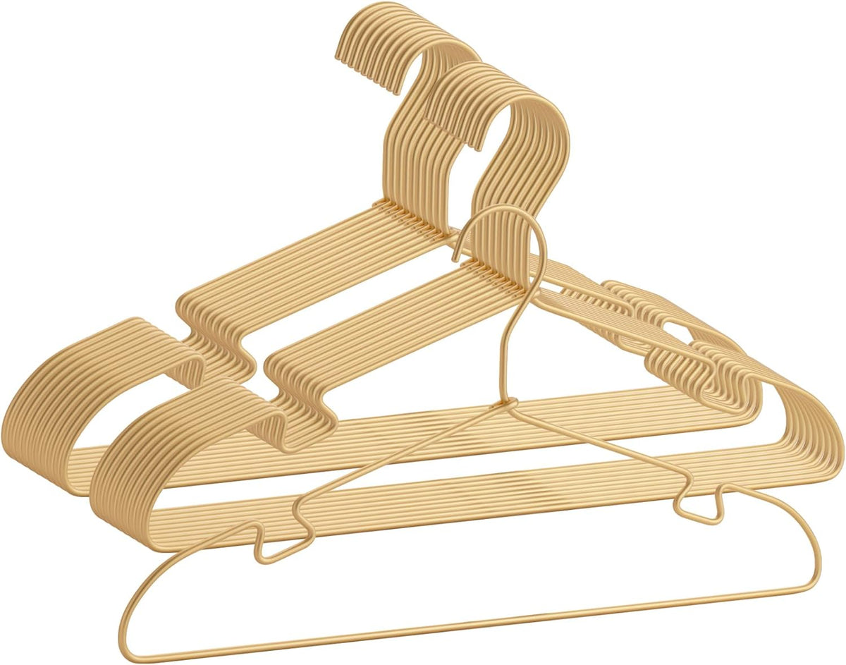 20 Pack Gold Aluminum Hangers, 16.5 Inch Non-Slip Metal Clothes Hangers, Lightweight Sturdy and Bulk Space-Saving Hangers for Pants, Skirt, Shirt, Dress, Tie