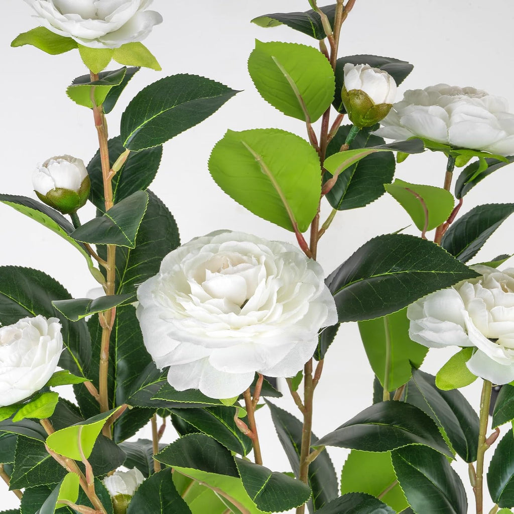2‑Pack 3FT White Artificial Potted Camellia Tree Home Decor