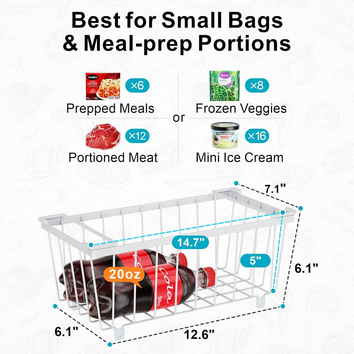 iSPECLE Freezer Organizer - Small Storage Baskets for 7 Cu.Ft, 3 Pack
