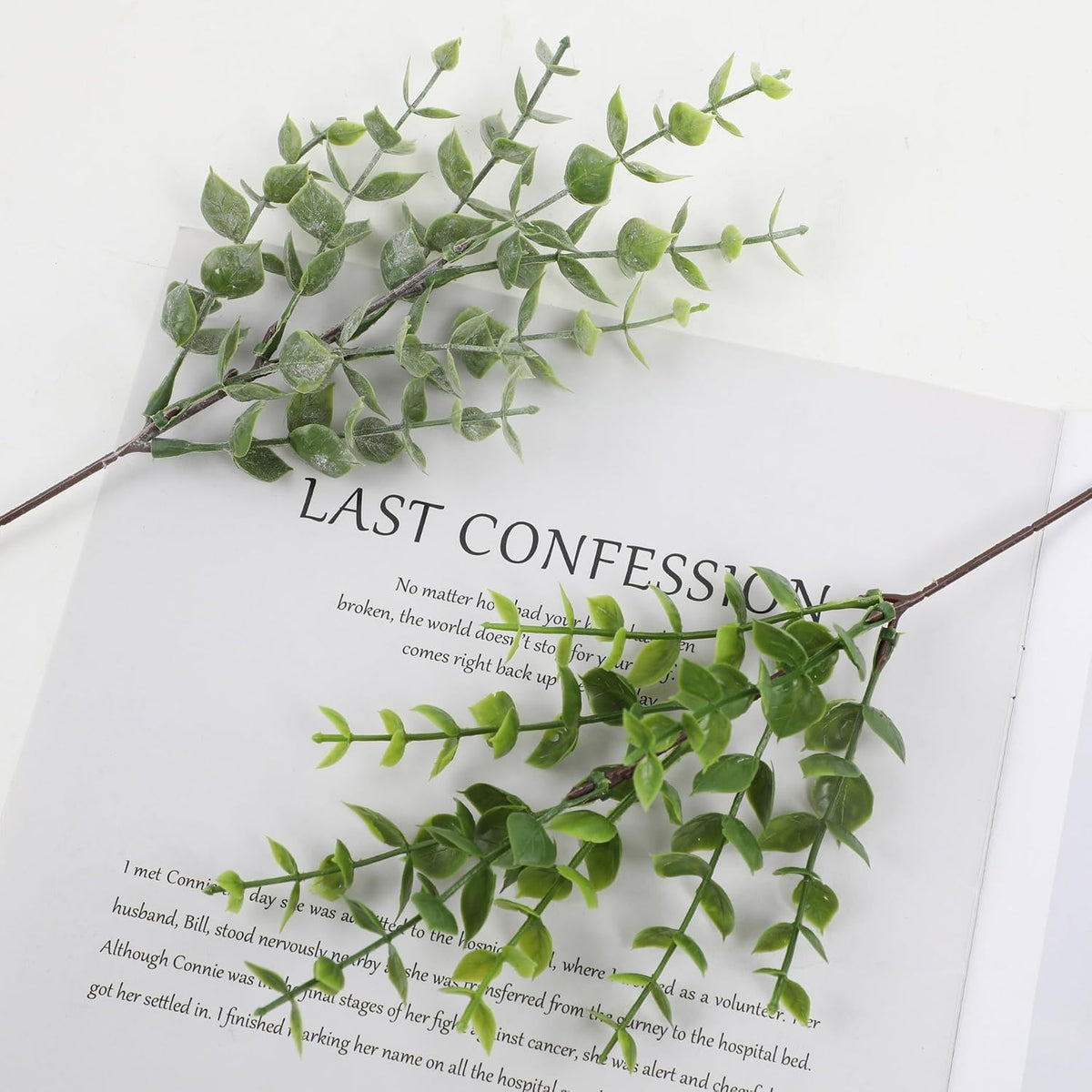 Pack of 12 Artificial Eucalyptus Stems Bunch, 11.8 inch Faux Green Leaf