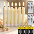 6Inch Flameless Taper Candles with Remote & 6 Batteries, Ivory