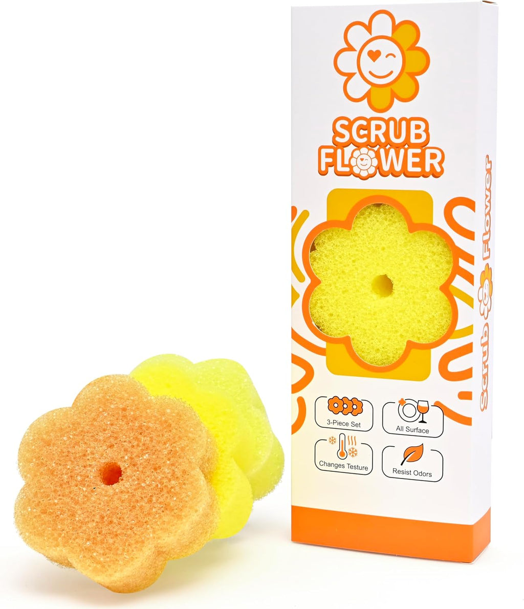 Scrub Flower Temperature Sensitive Sponges, Golden Sunflower