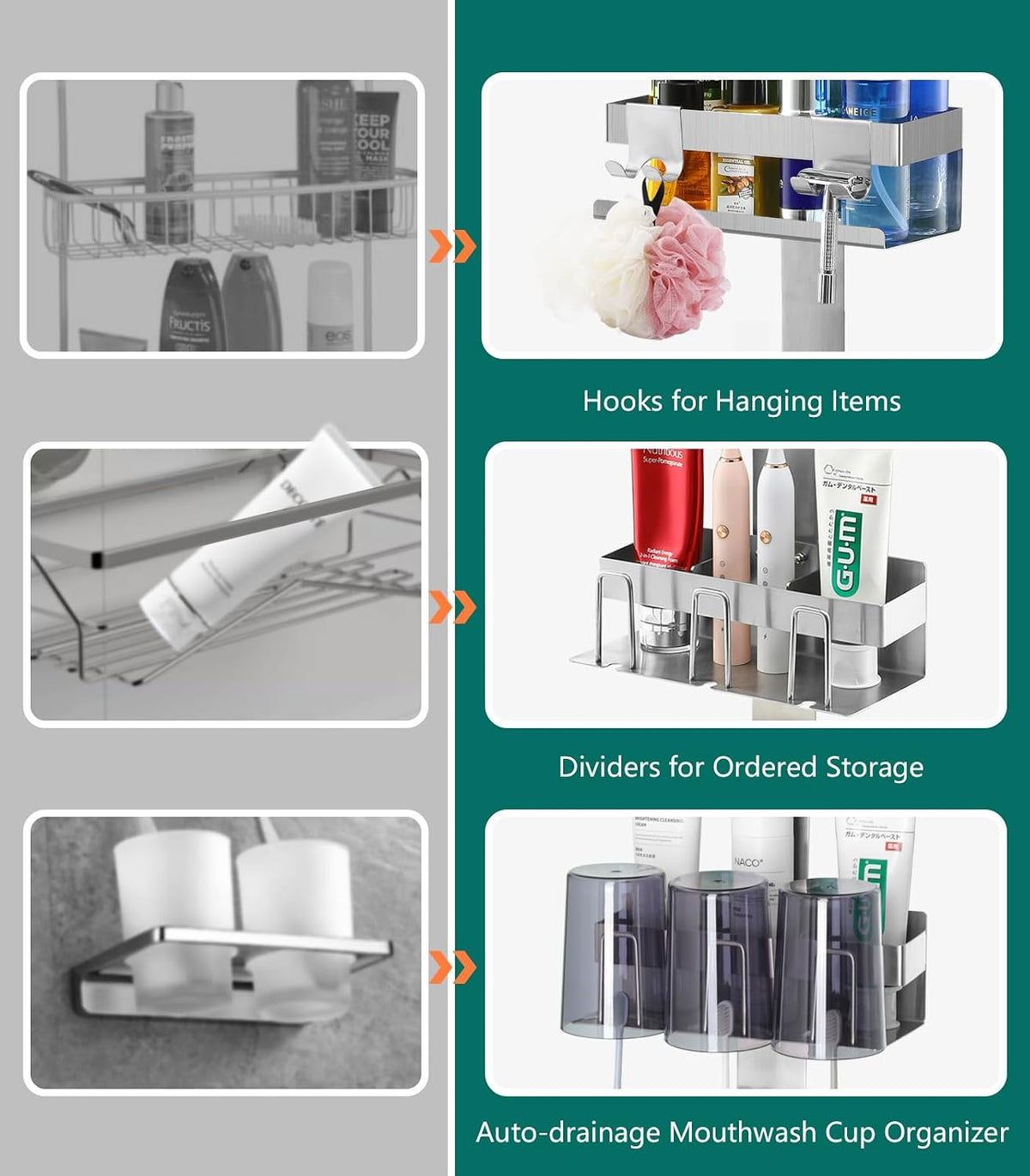Emibele Over The Door Shower Caddy 2 Tier, Hanging Shower Caddy