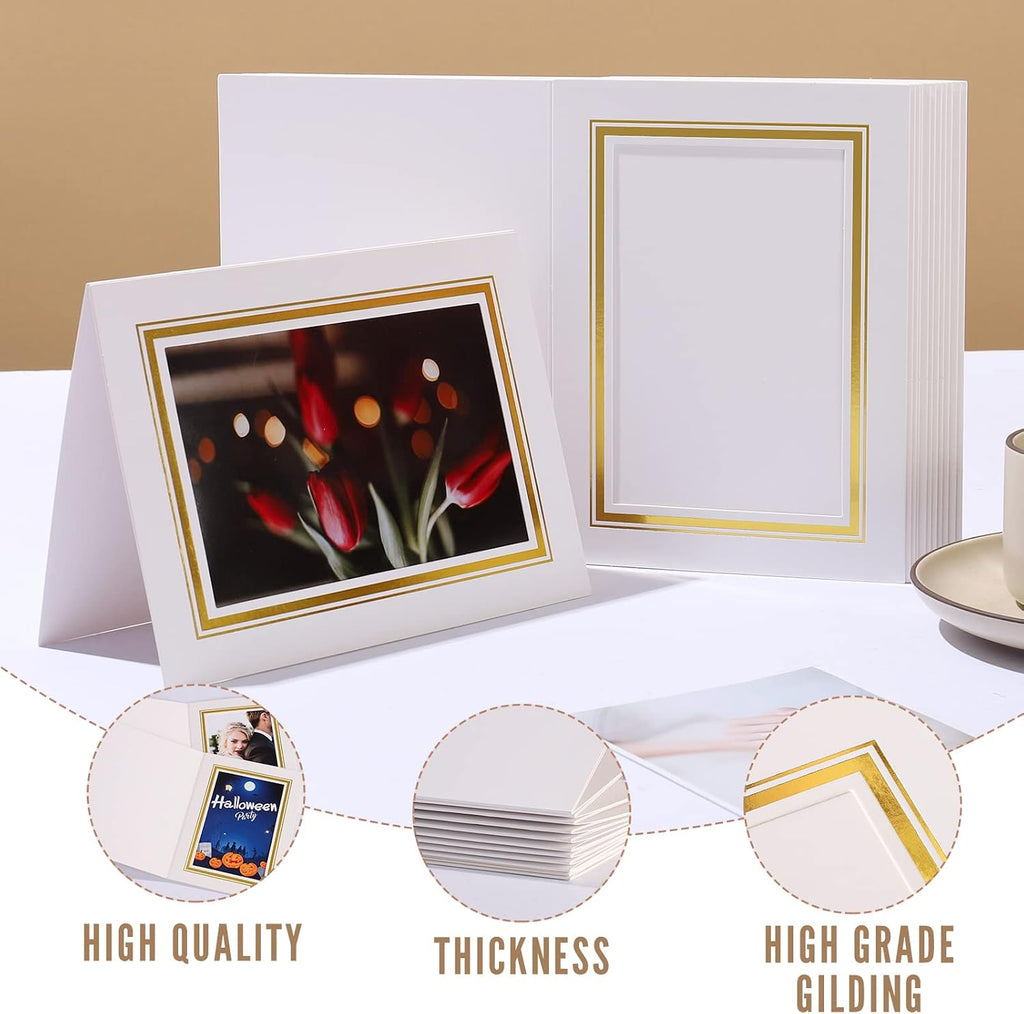 4x6 Photo Folder, White Cardboard Picture Frame, Vertical Paper Photo Frame Cards Pack of 12.