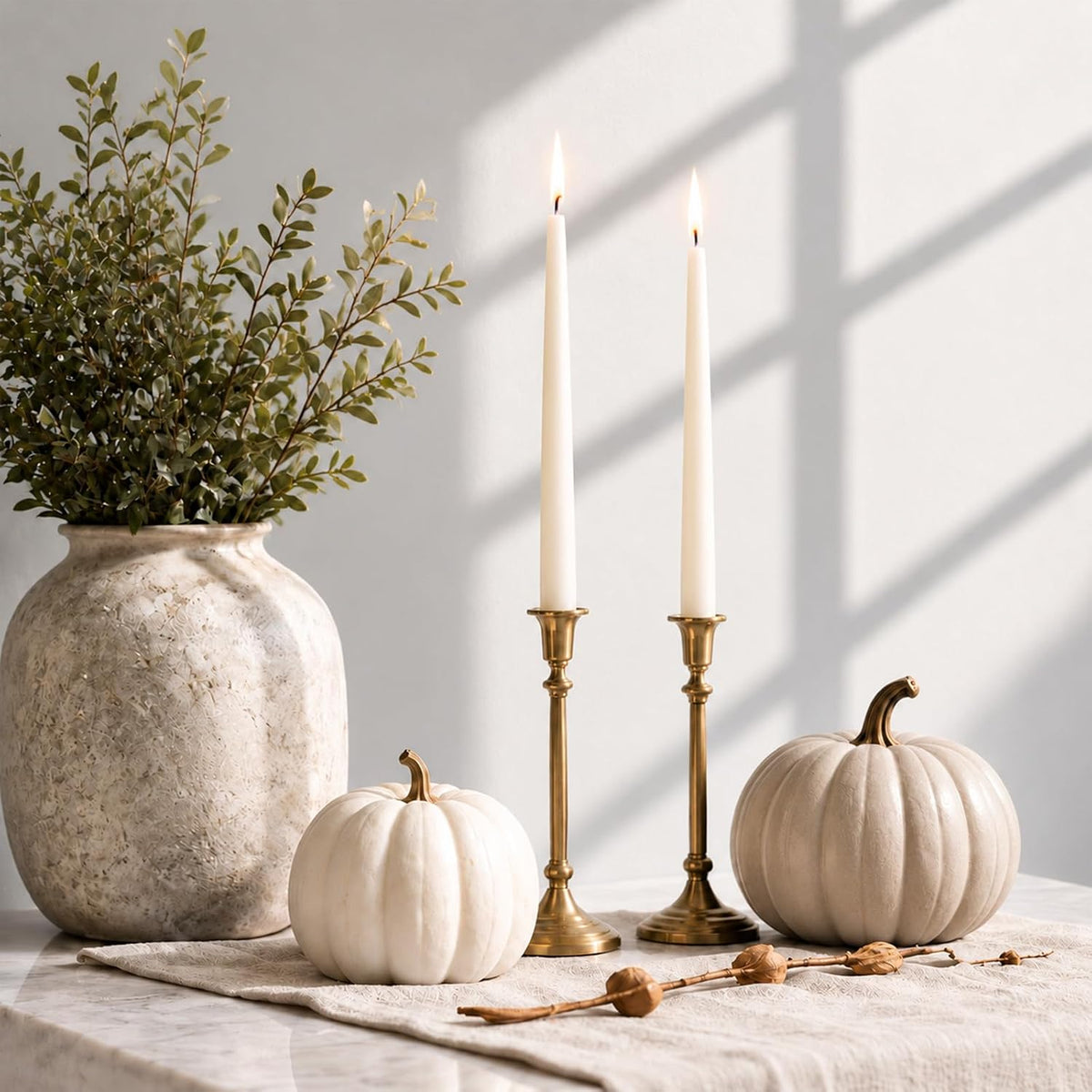 White Beeswax Taper Candles,8" Long Candlestick,smokeless dripless unscented Natural Beeswax Candles.for Gift,Mother's Day (White, 12 Pack)