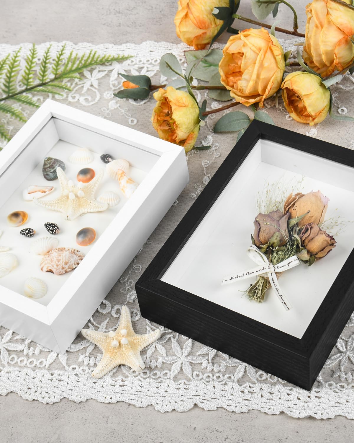 2 Pack 5x7 Small Shadow Box Frame with Glass, Black