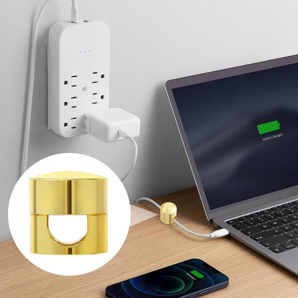 SmallCat 10 Sets Charger Holders for Cords, Metal Cord Holder -Gold