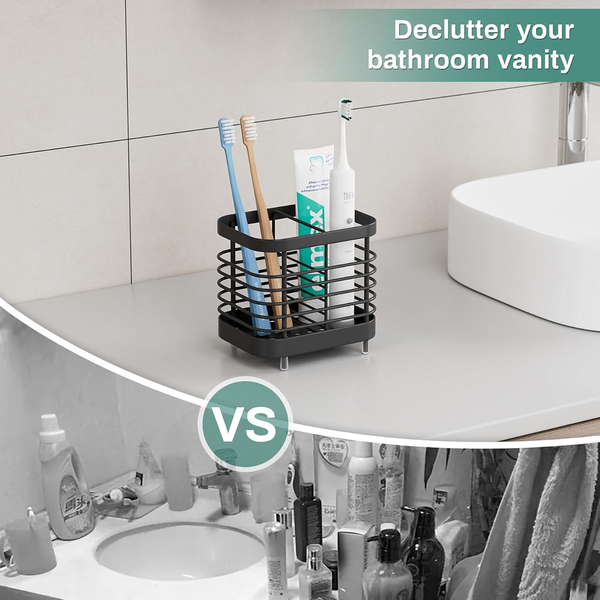 Stainless Steel Electric Toothbrush Holder for Bathroom Wall & Countertop
