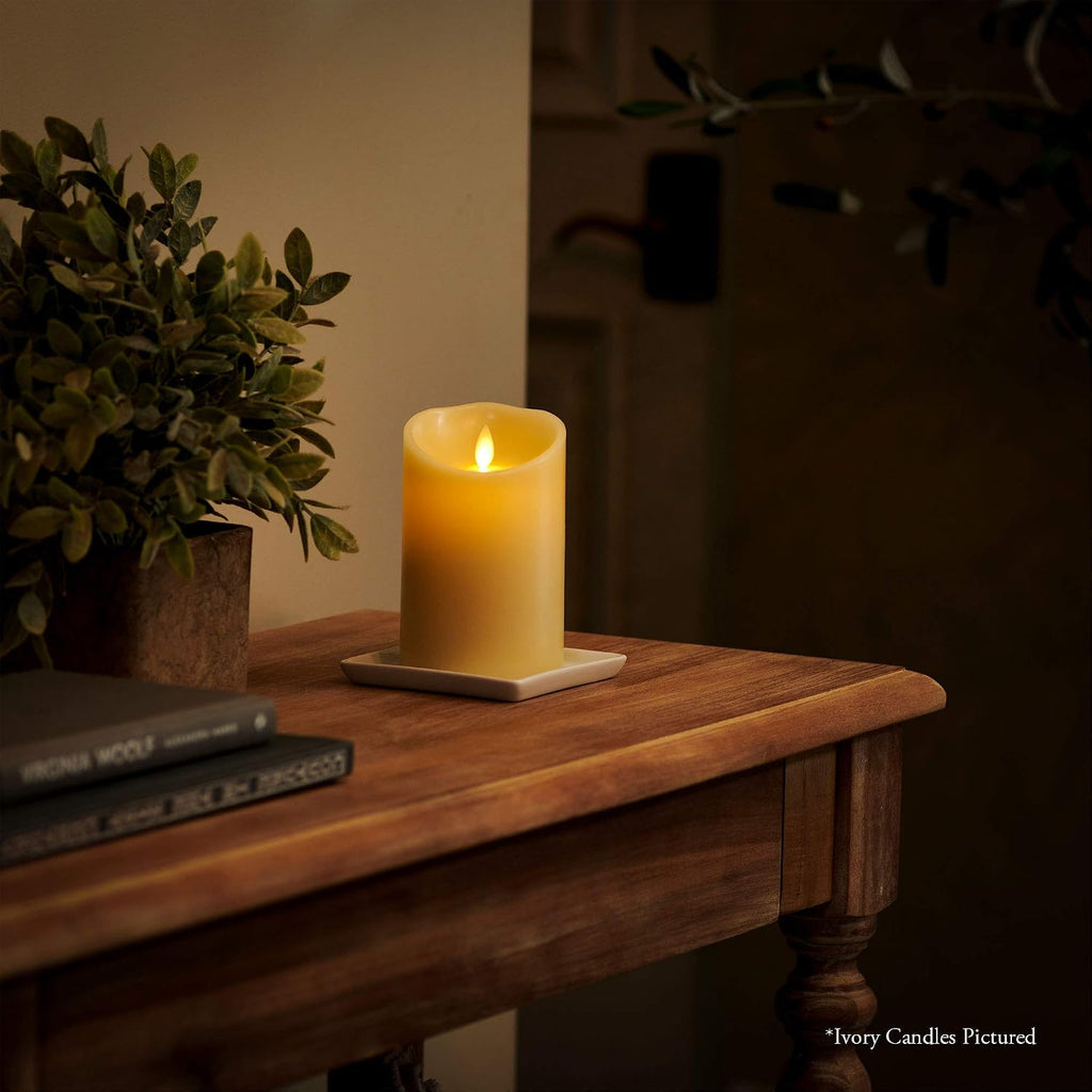 Luminara Flameless Pillar Candle Medium (5.5 inches Tall), Flickering Real Flame Effect, Melted Edge, Real Wax, Smooth Finish, Unscented, White, LED Battery Powered