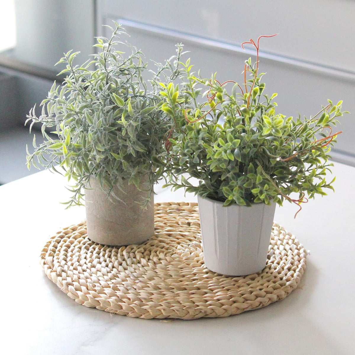 3 Pack Small Fake Plants 6.3" Faux Potted for Home Decor Indoor
