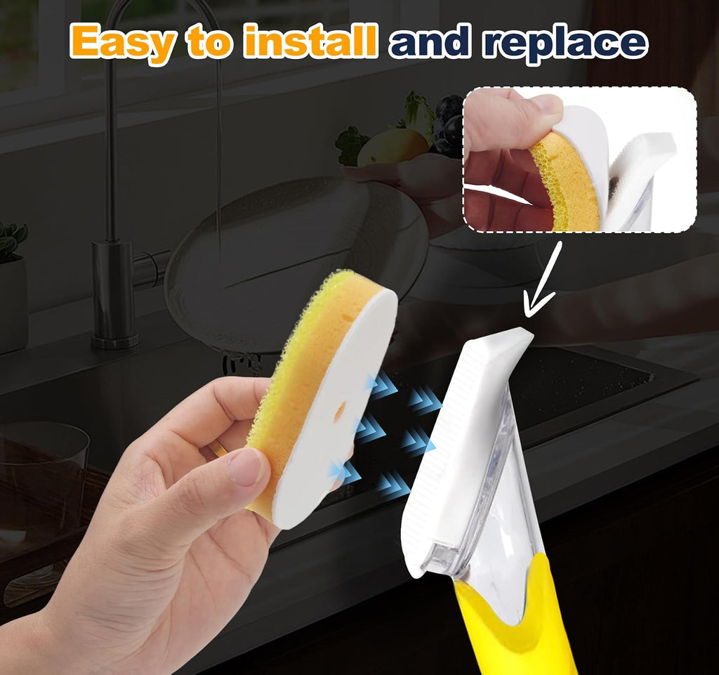 Packs Refill Heads Compatible with Dish Daddy, Non-Scratch Wand Refill Sponge Heads Compatible with Scrub Daddy, Upgrade Much Thicker and Durable (6)