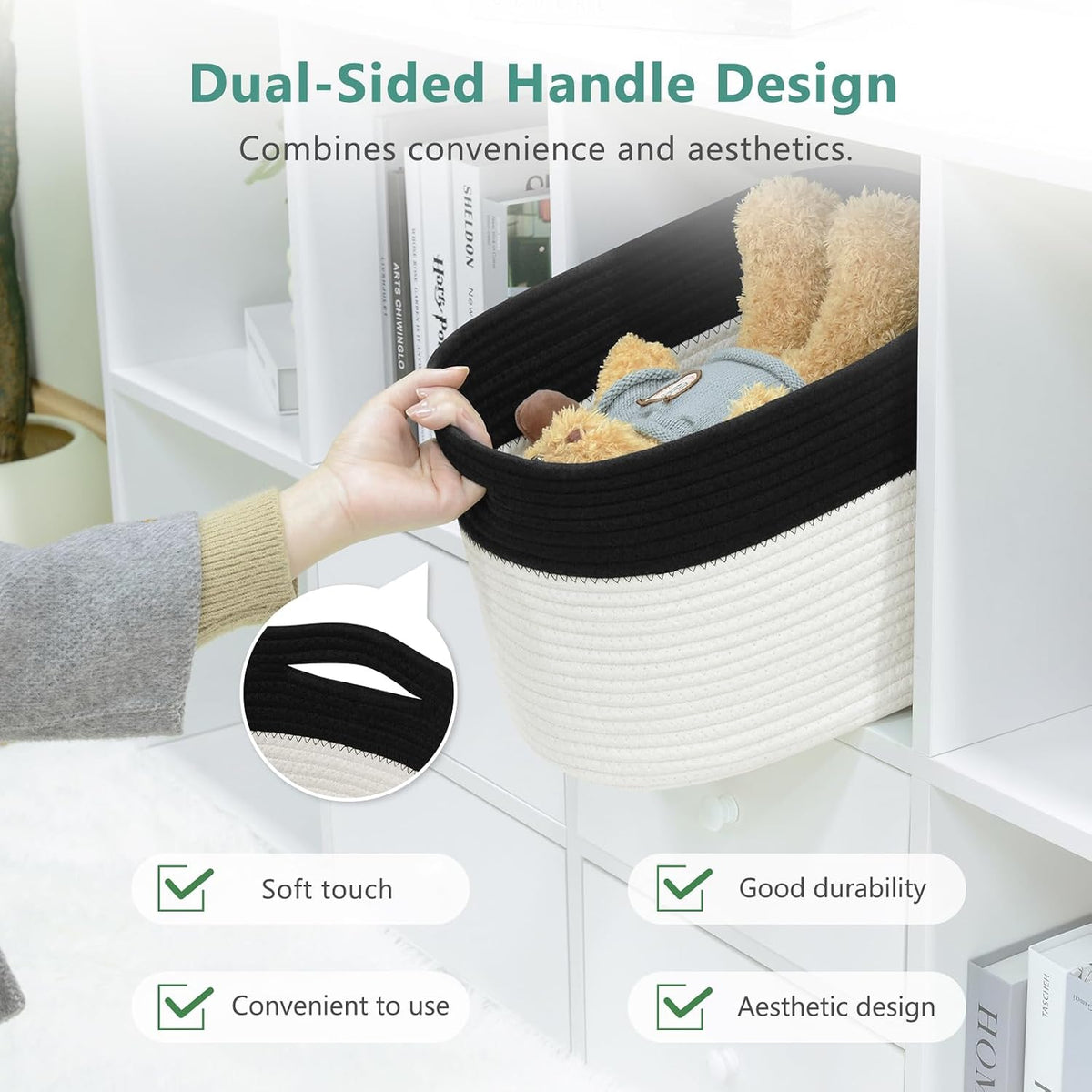 ECDYQXVU 15x10x9 Inch Woven Cotton Rope Storage Basket, 2 Pack