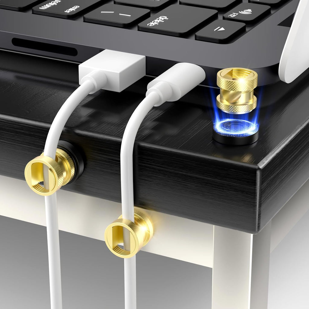Viaky Magnetic Cord Holder,3 PCS Gold Metal Wire Organizer