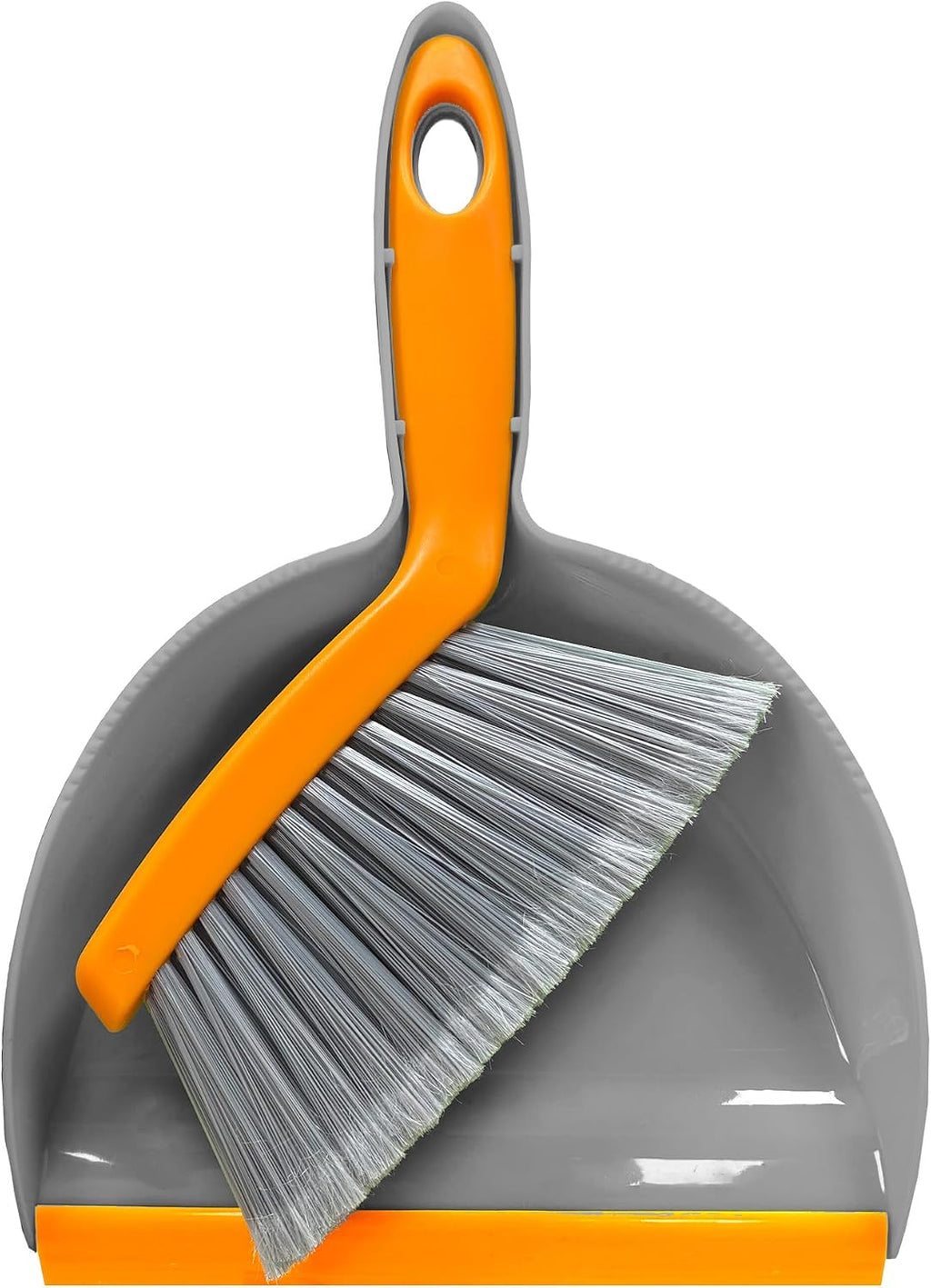Mini Broom with Dustpan Combo Set Small Dust pan and Brush Set Quick Cleanup Debris Dust for Floor Countertop Worktop Desk Pet Cage (Grey+Orange)