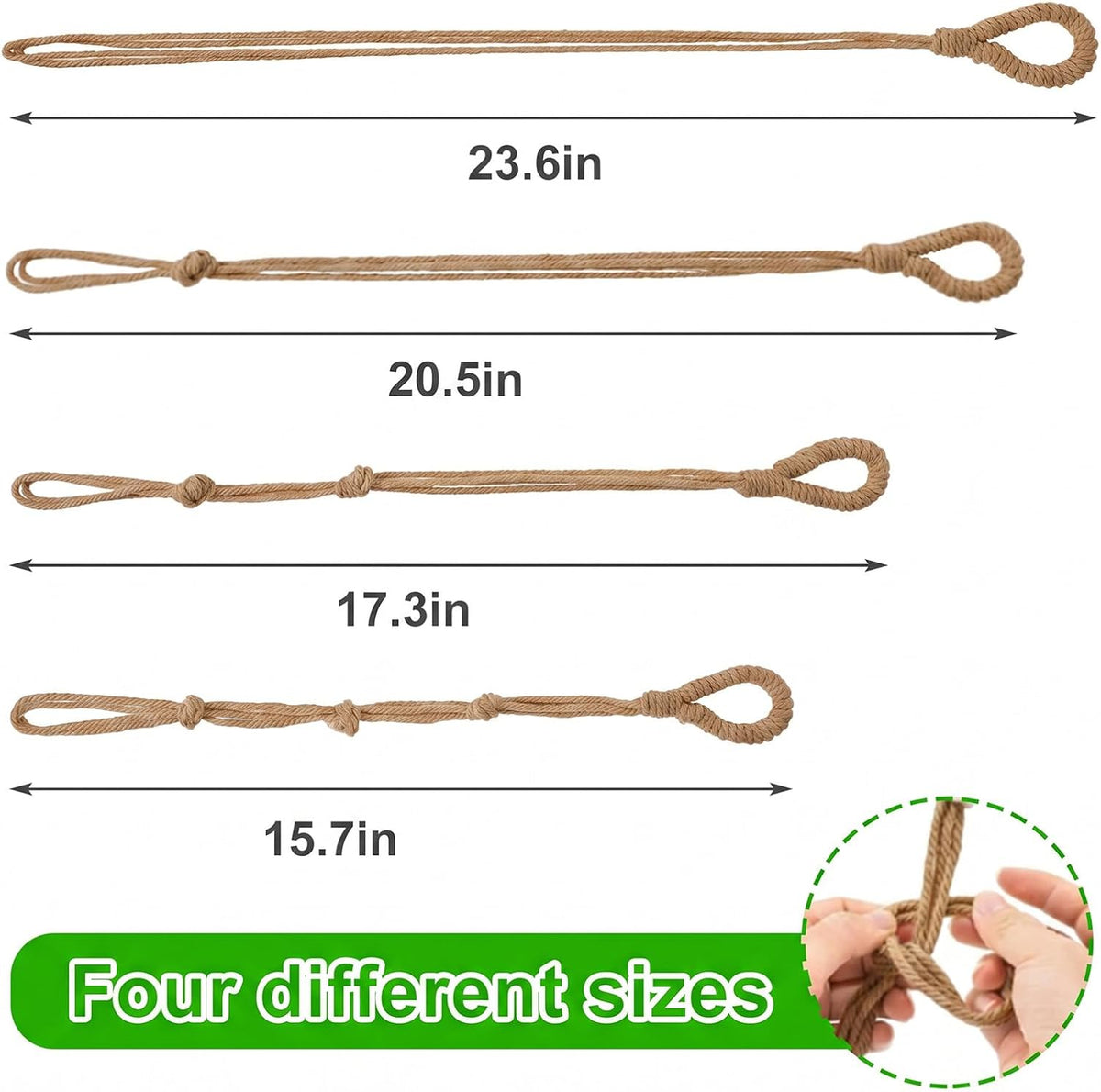 Styquenzer 4 Pcs Adjustable Macrame Plant Hanger Extenders Indoor Hanging Planter Connectable Hanging-Plant Extender Rope Plants Extenders for Baskets Outdoor Plant Decoration(Brown)