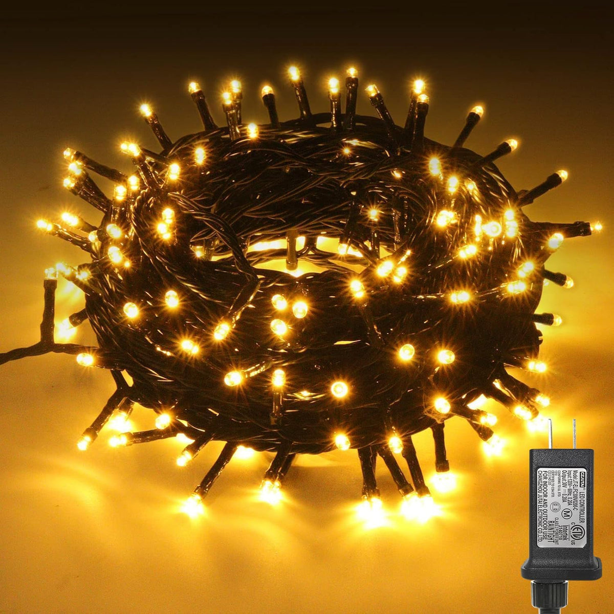 JTSIOV Christmas Tree Lights, 65FT/20M 200 LED Christmas Lights Plug in, 8 Modes Waterproof Outdoor Lights Indoor, Memory Function, Connectable String Lights for Party, Patio, Wedding (Warm White)