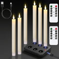 GenSwin Rechargeable Flameless Taper Candles Charging Base & 2 Remote Ivory