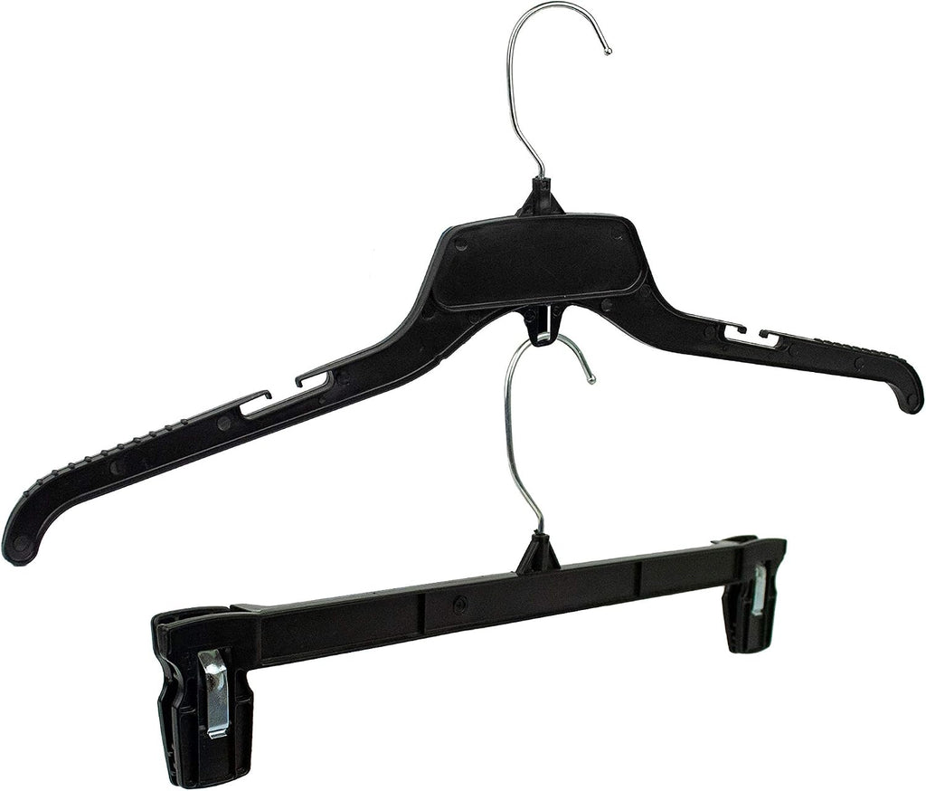 HangOn Shirt & Pants Hangers Combo Set Recycled Plastic, Black, 19 Inch & 14 Inch, 15 Each 30 Total
