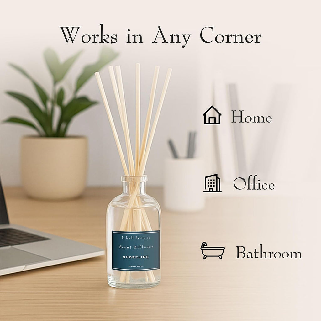 K. Hall Designs Shoreline Boxed Diffuser Kit, Calming Ocean-Inspired Scent