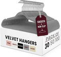 LDC Grey Velvet Hangers 30 Pack - Premium Non-Slip Clothes Felt Hanger