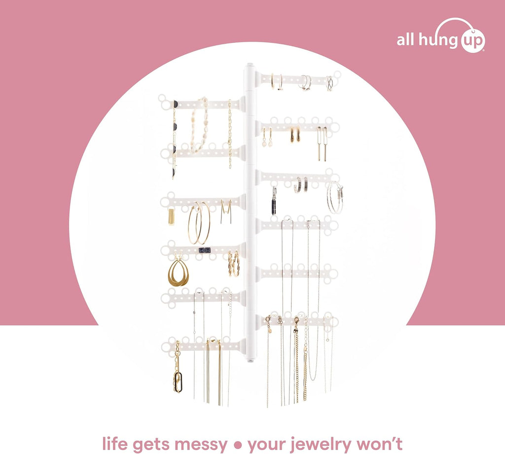 12-Tier Hanging Wall Jewelry Organizer, Earring,Necklace,Ring Holder-White