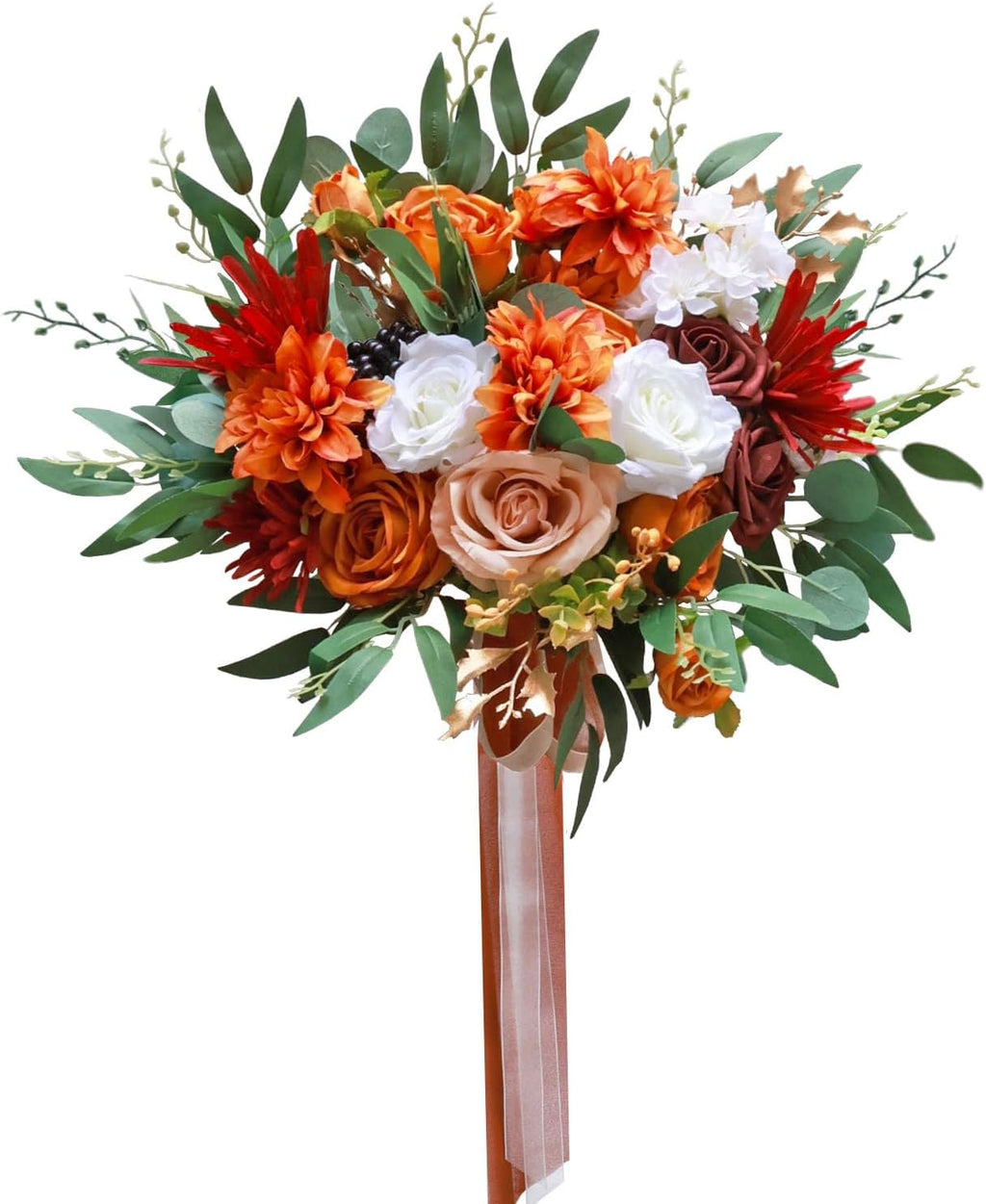 CherishedMoments Terracotta Bridal Bouquet,16 Inch,Artificial Fall Flowers
