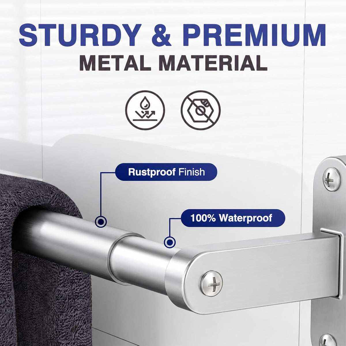 Powools Brushed Nickel 24" Towel Rack, Rustproof Wall Mounted Towel Bar