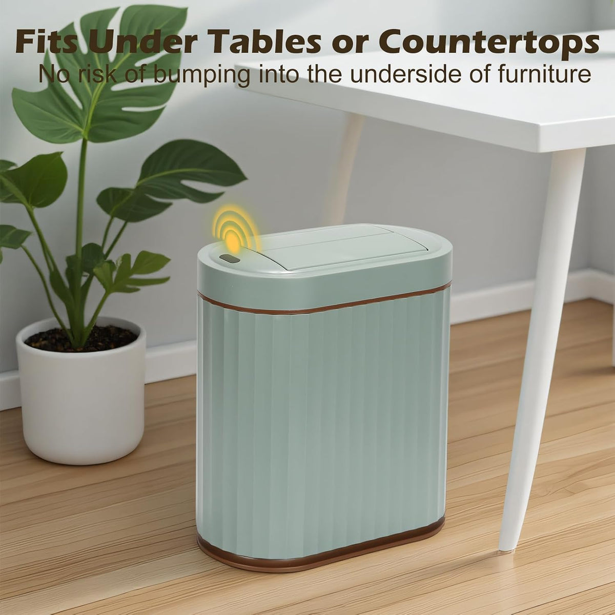 SYNCVIBE Bathroom Sensor Trash Can, 2 Gallon, Butterfly Lid, Green