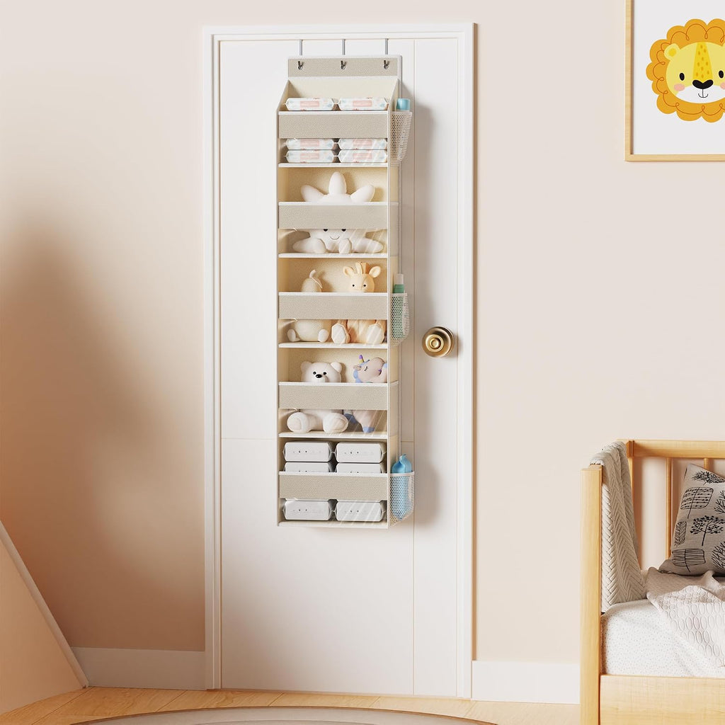 MAX Houser 5-Shelf Over The Door Hanging Organizer for Bathroom, Beige