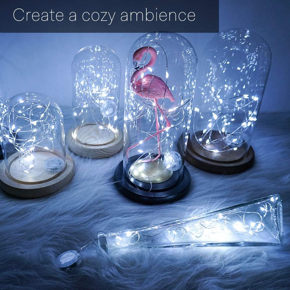 SunKite Fairy String Lights with 3 Flashing Modes, 18 Pcs 20 LED Flickering Waterproof Starry Firefly Lights Battery Operated Copper Wire Lights, DIY Party Wedding Christmas Decor(Cool White)