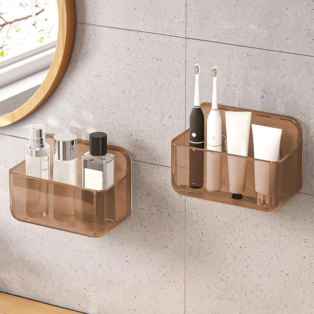 CGBE 2-Pack Cabinet Door Organizer, Self Adhesive Bathroom Shelves, Amber
