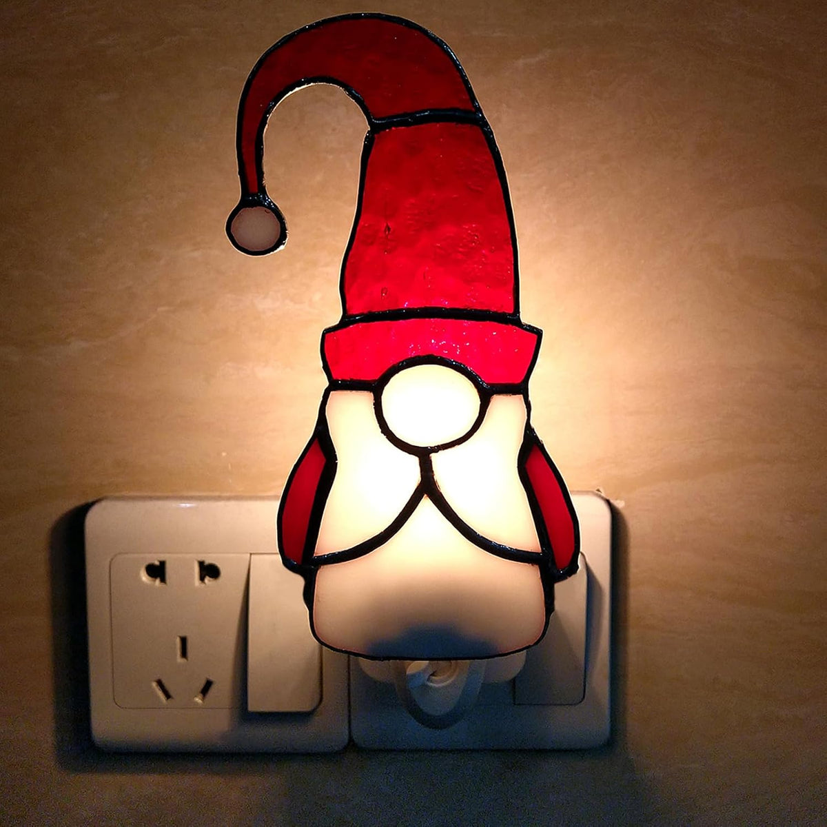 CHEZBABY Stained Glass Elf Plug-in Night Light