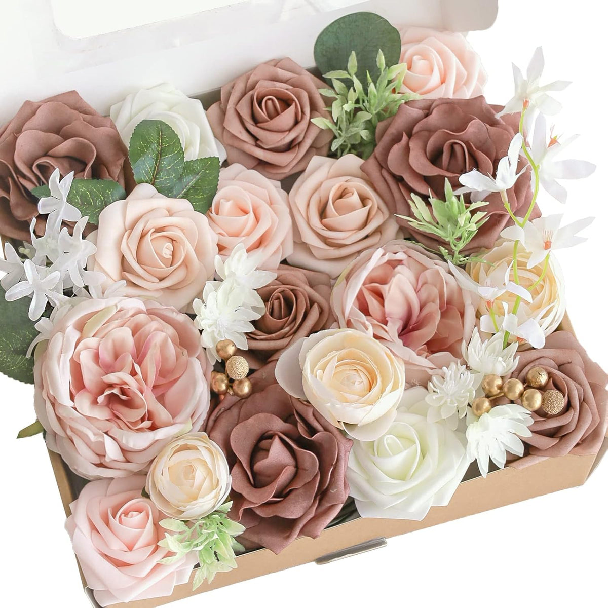 Lookein Artificial Flowers for DIY Wedding Decoration Bridal Bouquet Table Centerpieces Flower Wreaths Aisle Decoration Home Decor, Elegant Dusty Rose