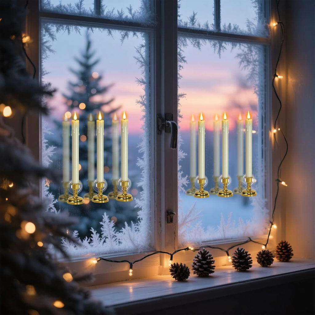 Eldnacele Ivory Christmas Flameless Window Candles with Remote and Timer