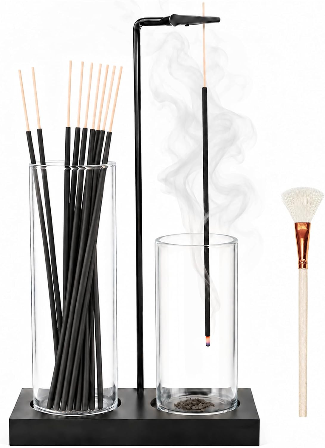 Incense Holder for Sticks, with Glass Ash Catcher, for Yoga Spa Home Decor